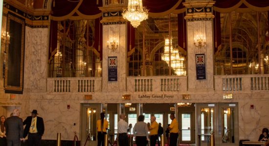 Marble and gold foyer of the Palace Theater in Waterbury, Connecticut