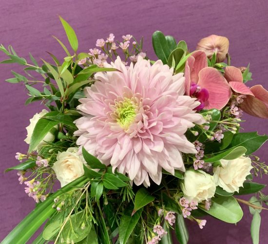 Pink and green floral arrangement